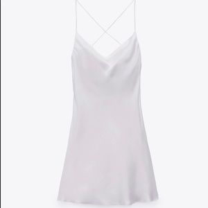 Zara Satin Effect Short Dress White Size Small
